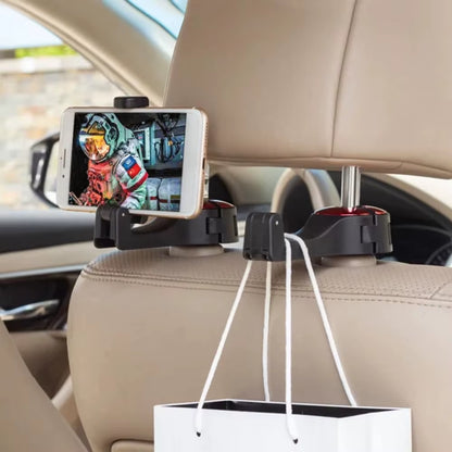 HookNView Car Organizer – Multi-Function Back Seat Hook & Phone Holder Bracket