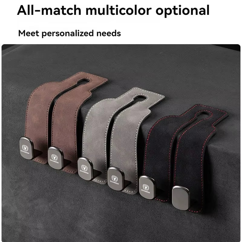 Luxury Suede Double Hook Organizer – Premium Rear Seat Backrest Hook for Changan CS Series & Eado