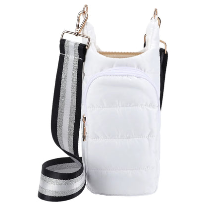 HydroCarry Puffer Tote – Adjustable Strap Water Bottle Carrier for Outdoor Travel & Daily Adventures