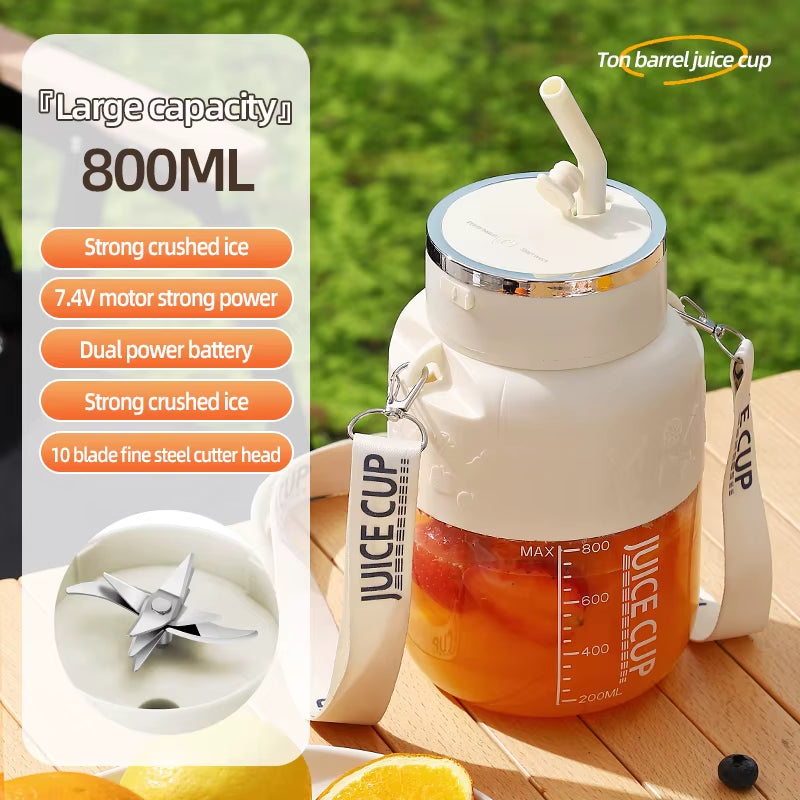 PowerJuice 800ml Electric Sports Cup – USB Rechargeable Juicer for Smoothies, Shakes, & More