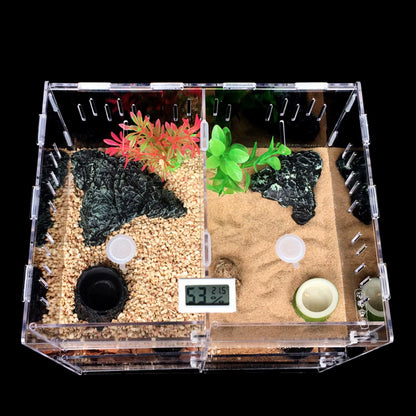 4 Grids Acrylic Pet Lizard Crawling Box Reptile Tank Insect Spiders Lizard Breeding