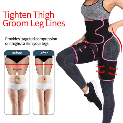 Body 3-In-1 Waist and Thigh Trimmer for Women Weight Loss Butt Lifter Waist Trainer Slimming Support Belt Hip Raise Shapewear