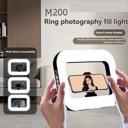 Handheld Ring LED Rechargeable Fill Light Portable Mobile Phone Live Broadcast Photography Desktop Selfie Light